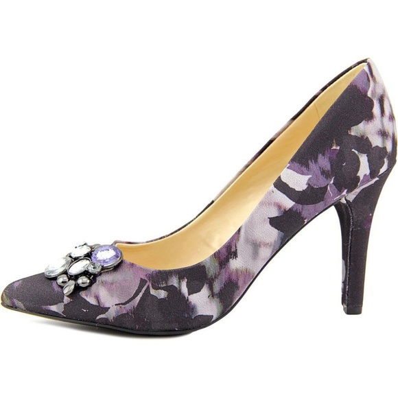 Nine West Gazebo 2 Purple Canvas Stiletto Pumps - Picture 2 of 7